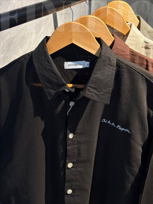 Espresso Black Linen Boxy shirt
