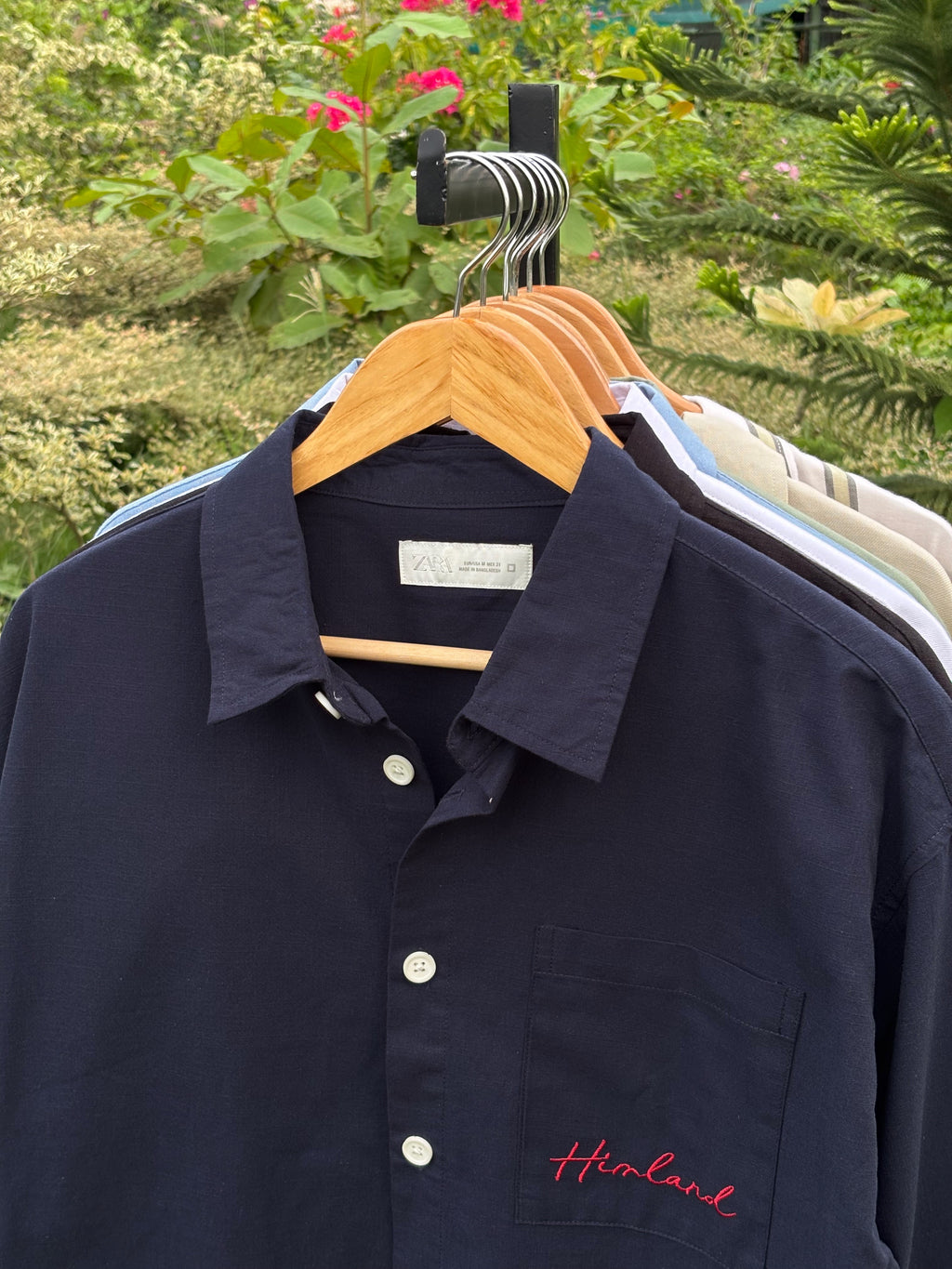 Finipiq (Navy Blue) Fancy Linen Boxy shirt.🍃