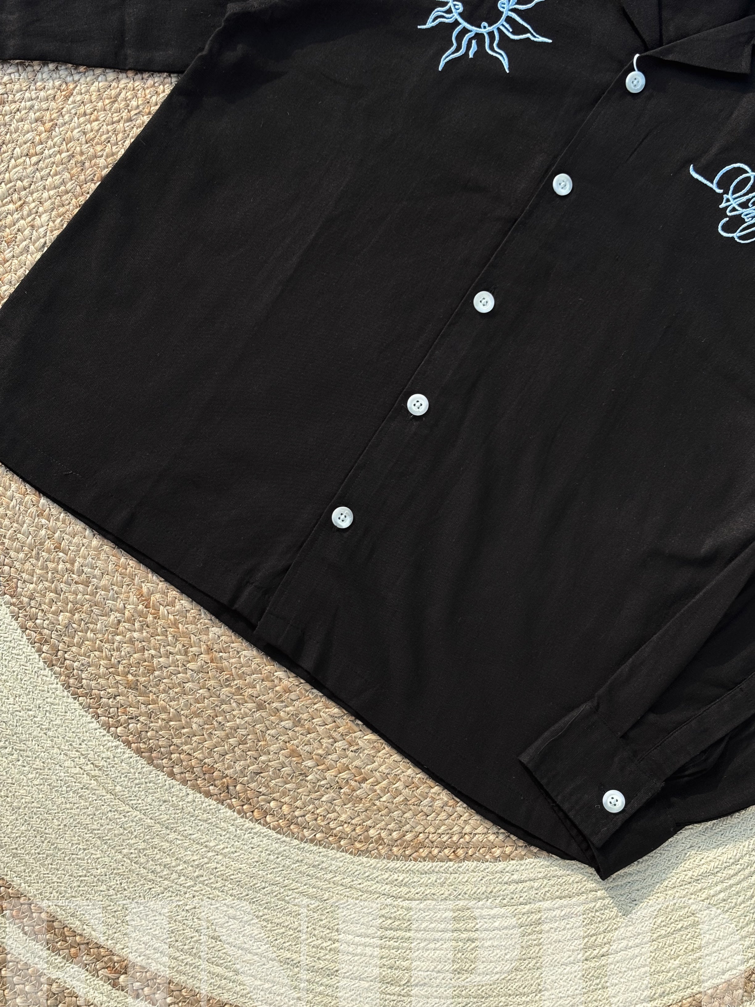 Espresso Fancy Cuban (Black) Linen Boxy shirt