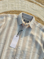Black textured half-sleeve shirt
