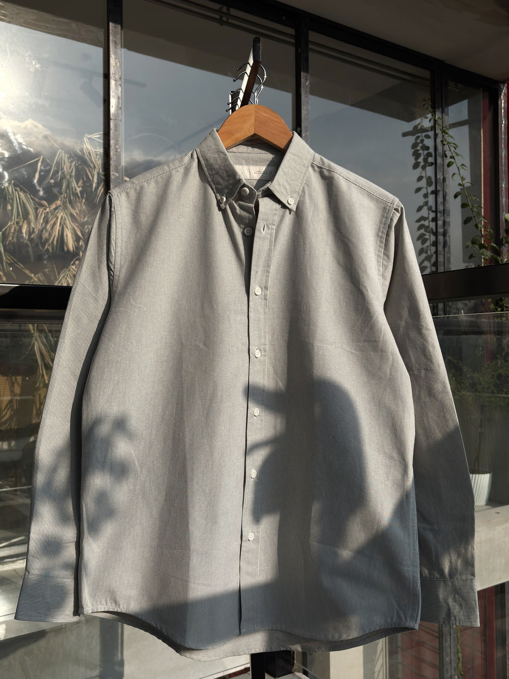 FINIPIQ Classic Striped (Olive strip Grey) Shirt.🍂