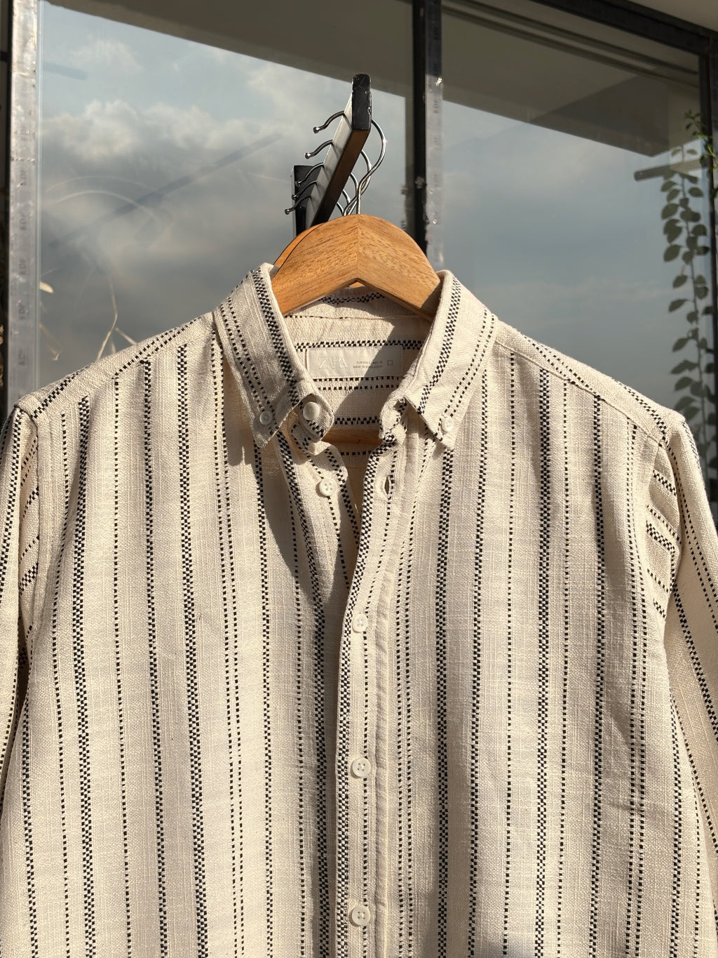 FINIPIQ Classic Striped (Natural Beige) Shirt.🍂