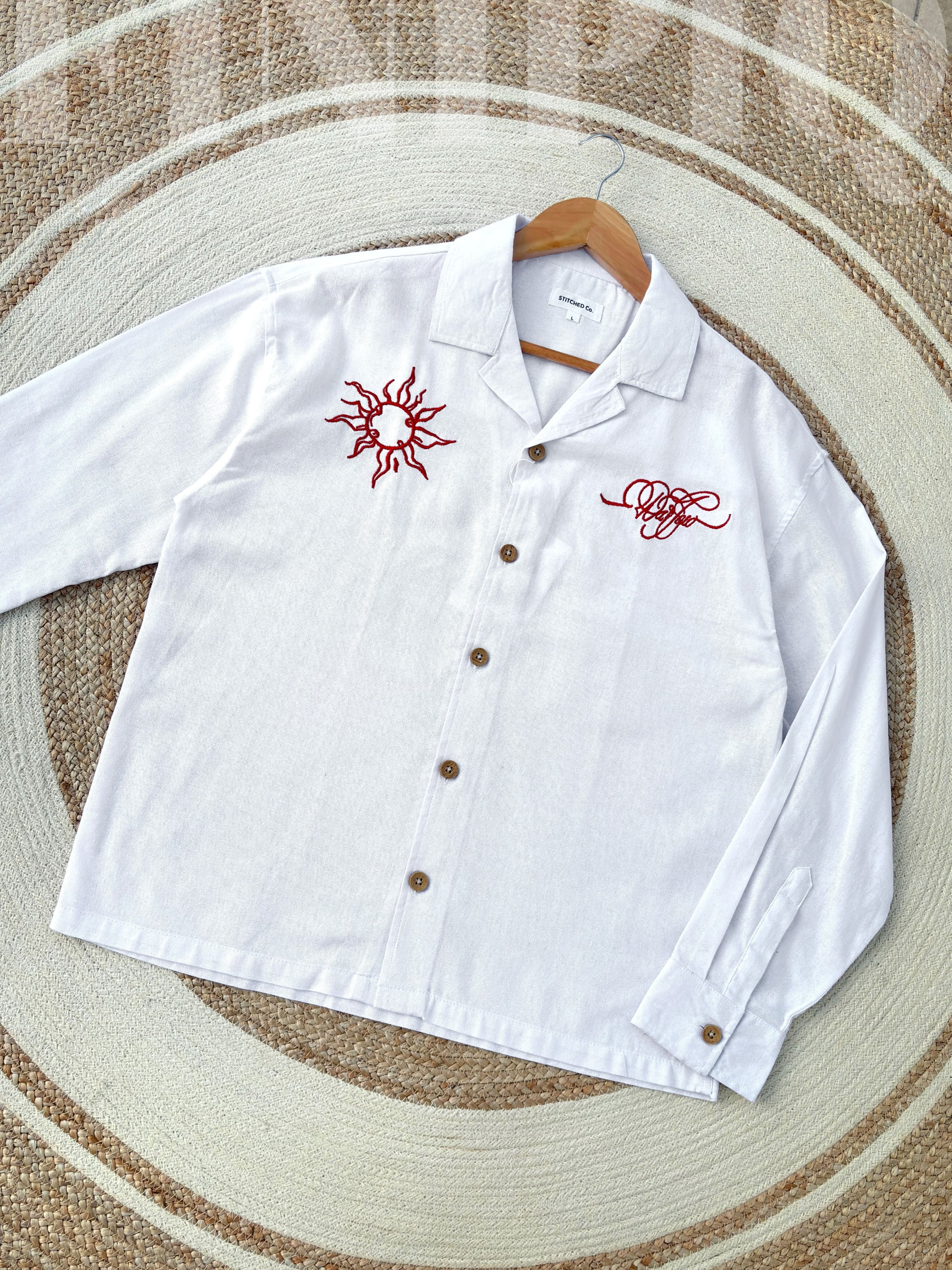 Espresso Fancy Cuban (White) Linen Boxy shirt