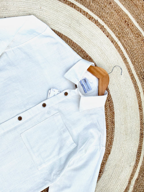 Boxy linen white shirt