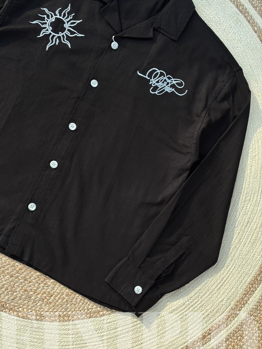 Espresso Fancy Cuban (Black) Linen Boxy shirt