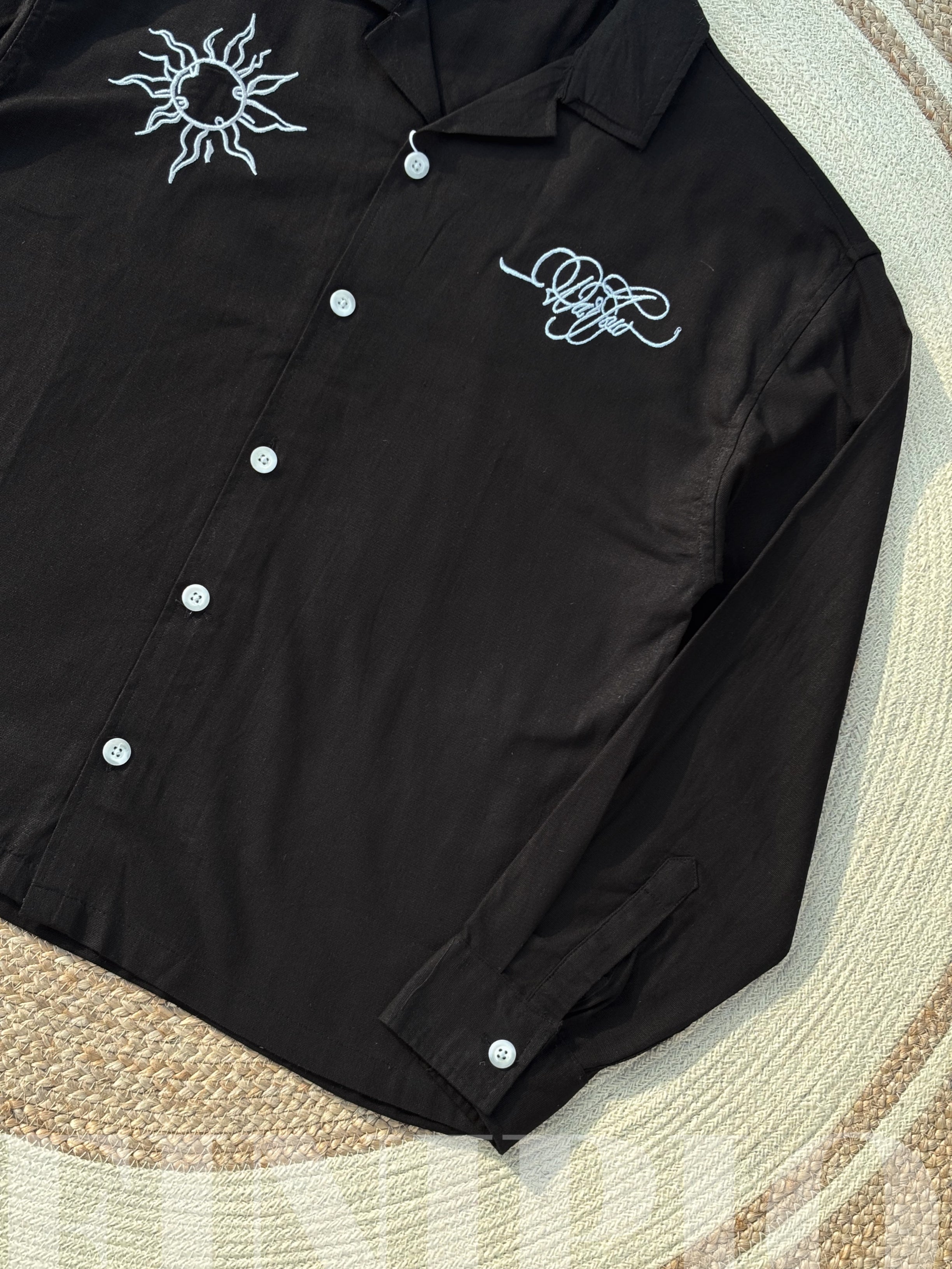 Espresso Fancy Cuban (Black) Linen Boxy shirt