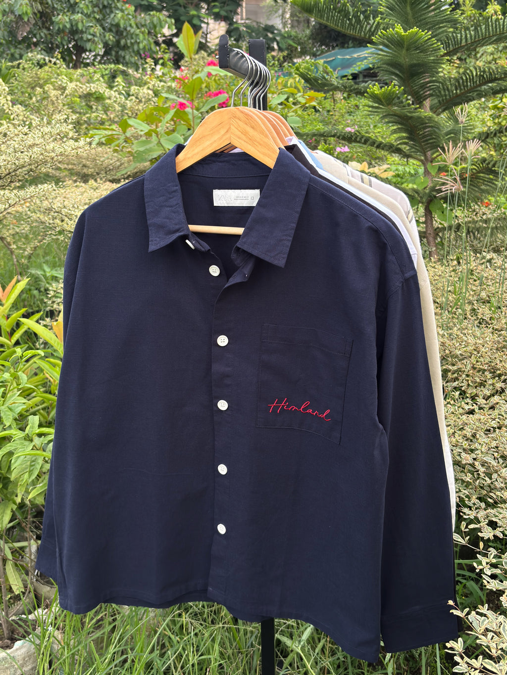 Finipiq (Navy Blue) Fancy Linen Boxy shirt.🍃
