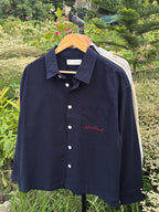 Finipiq (Navy Blue) Fancy Linen Boxy shirt.🍃