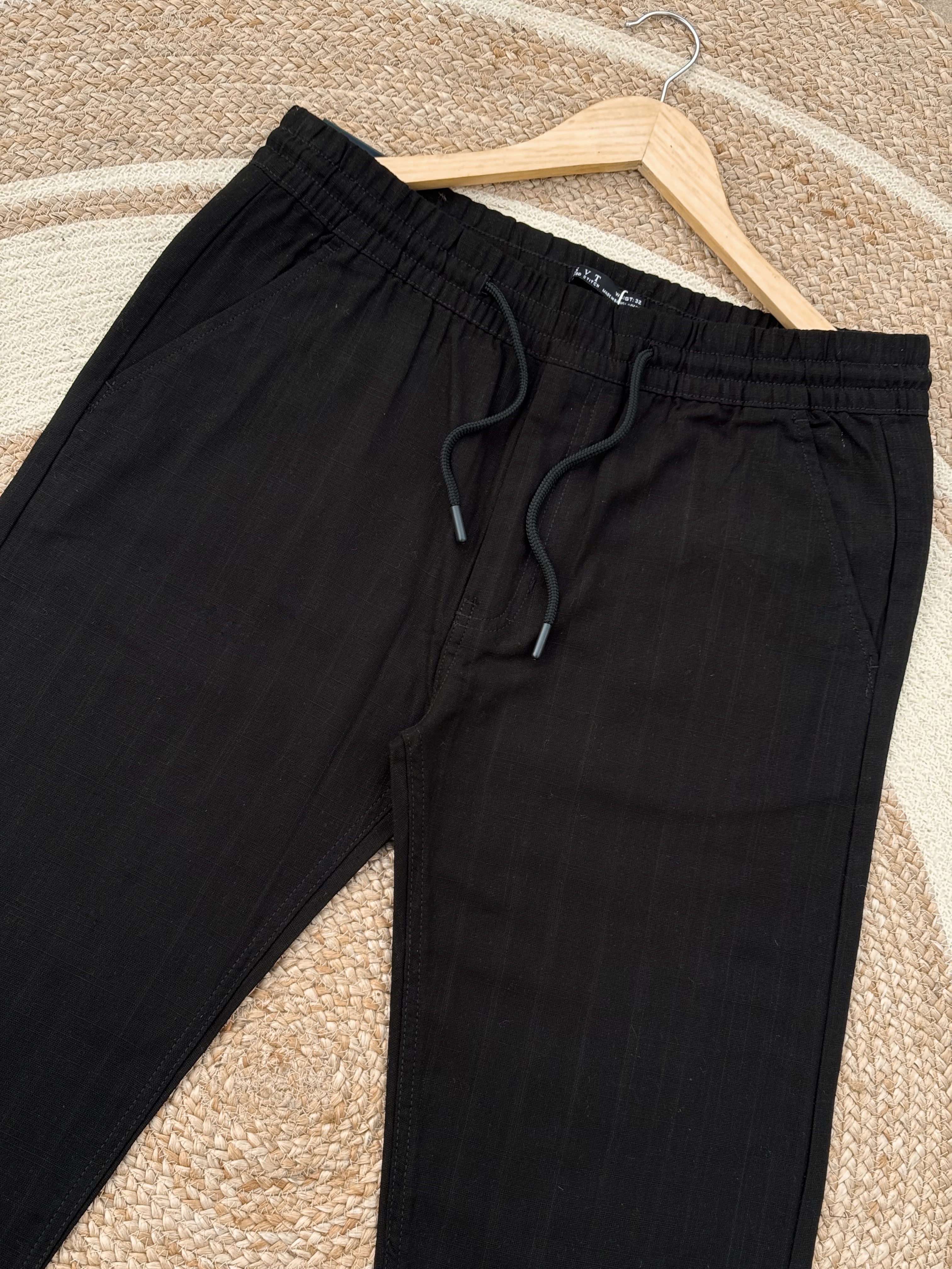 Finipiq- Export Quality Regular fit (Black) Linen pant.