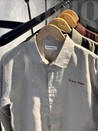 Espresso Sand Beige Linen Boxy shirt.