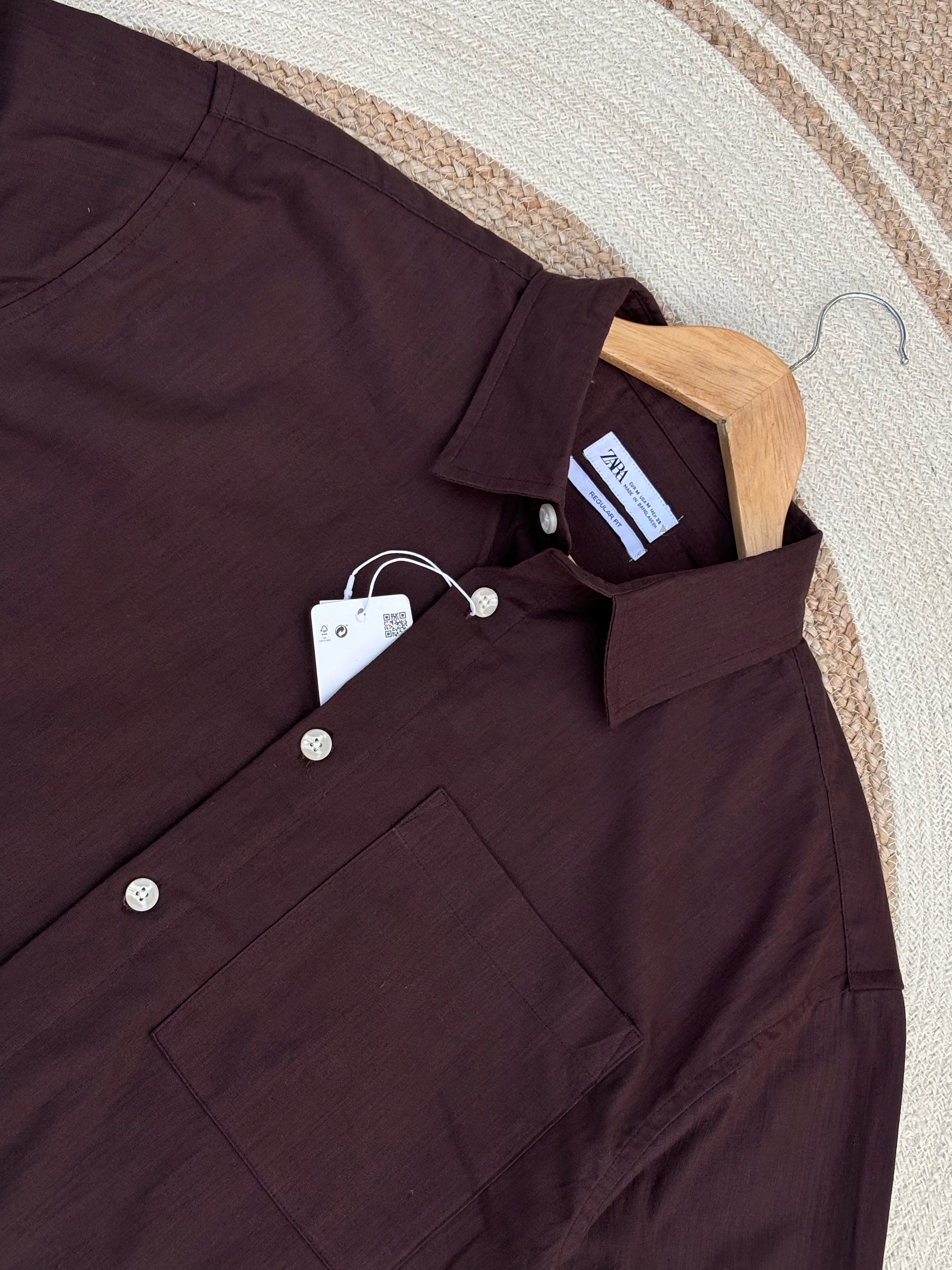 Boxy linen coffee shirt