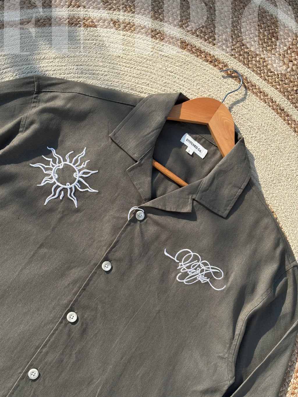 Espresso Fancy Cuban (Dark Olive) Linen Boxy shirt