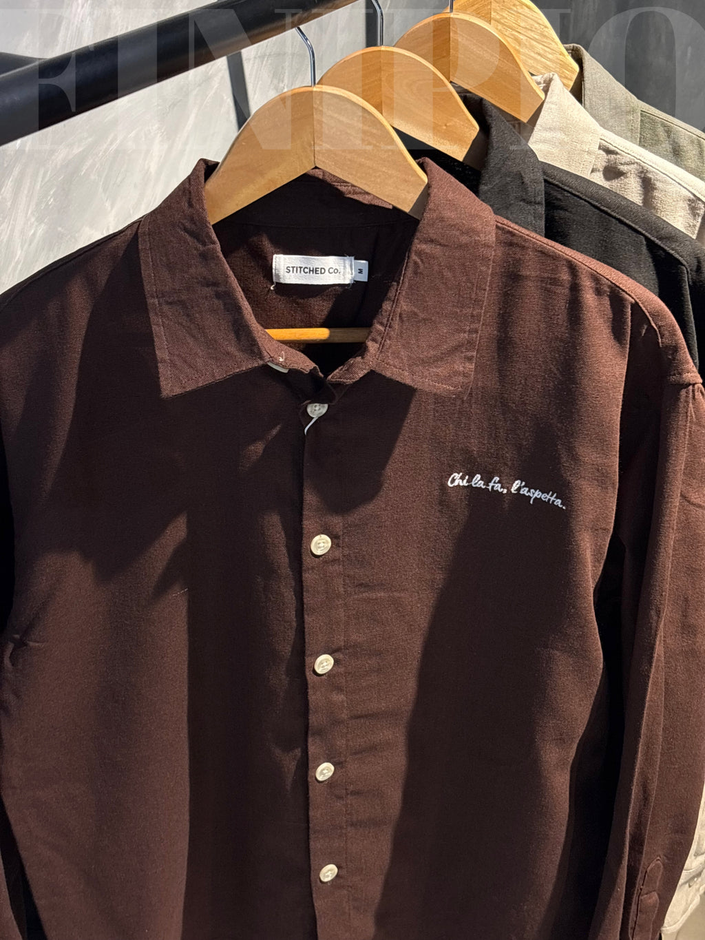Espresso Coffee Linen Boxy shirt.