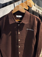 Espresso Coffee Linen Boxy shirt.