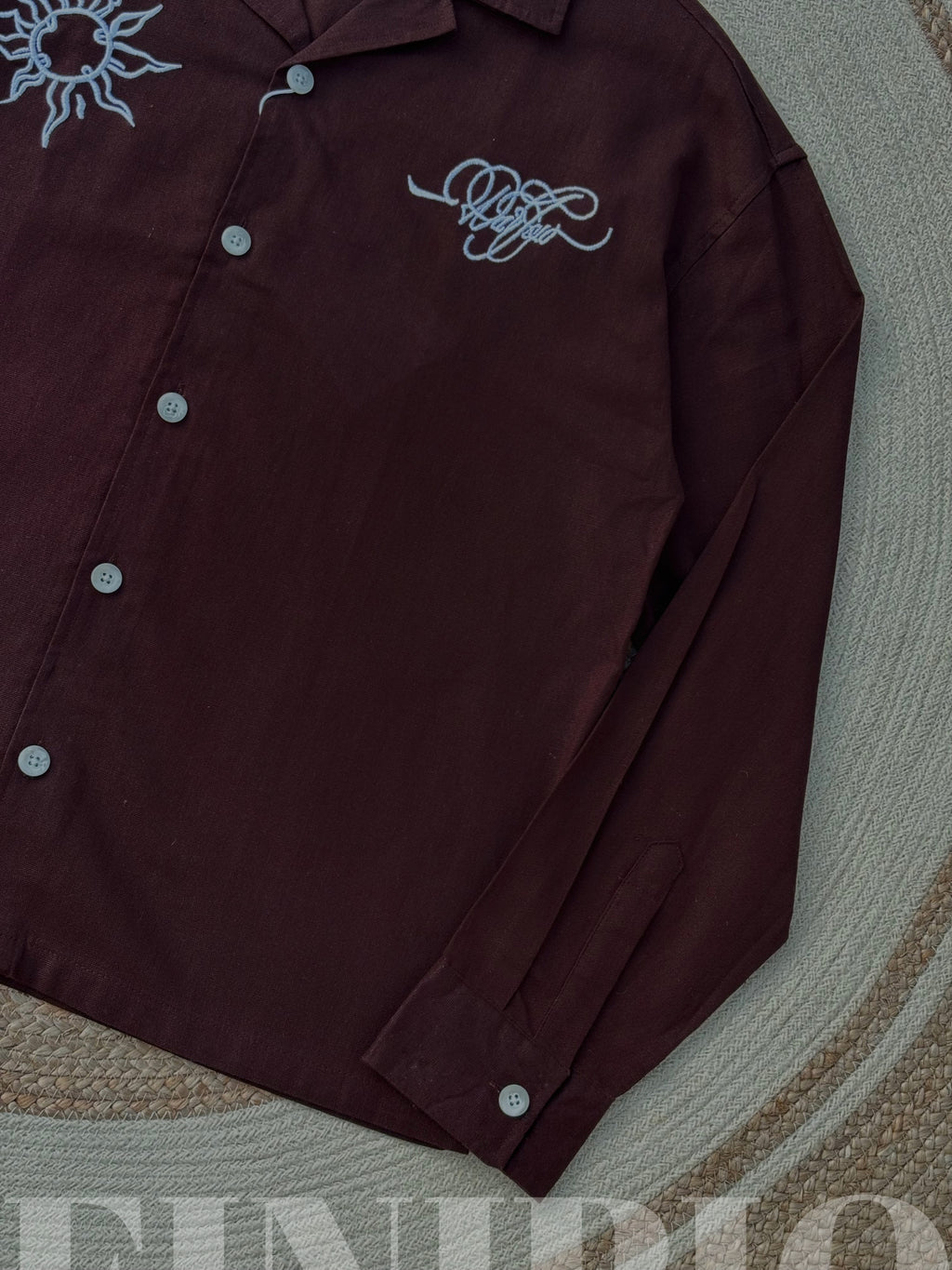 Espresso Fancy Cuban (Coffee) Linen Boxy shirt