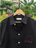 Finipiq (Black) Fancy Linen Boxy shirt.🍃
