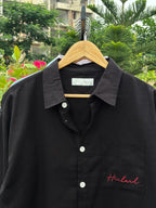 Finipiq (Black) Fancy Linen Boxy shirt.🍃