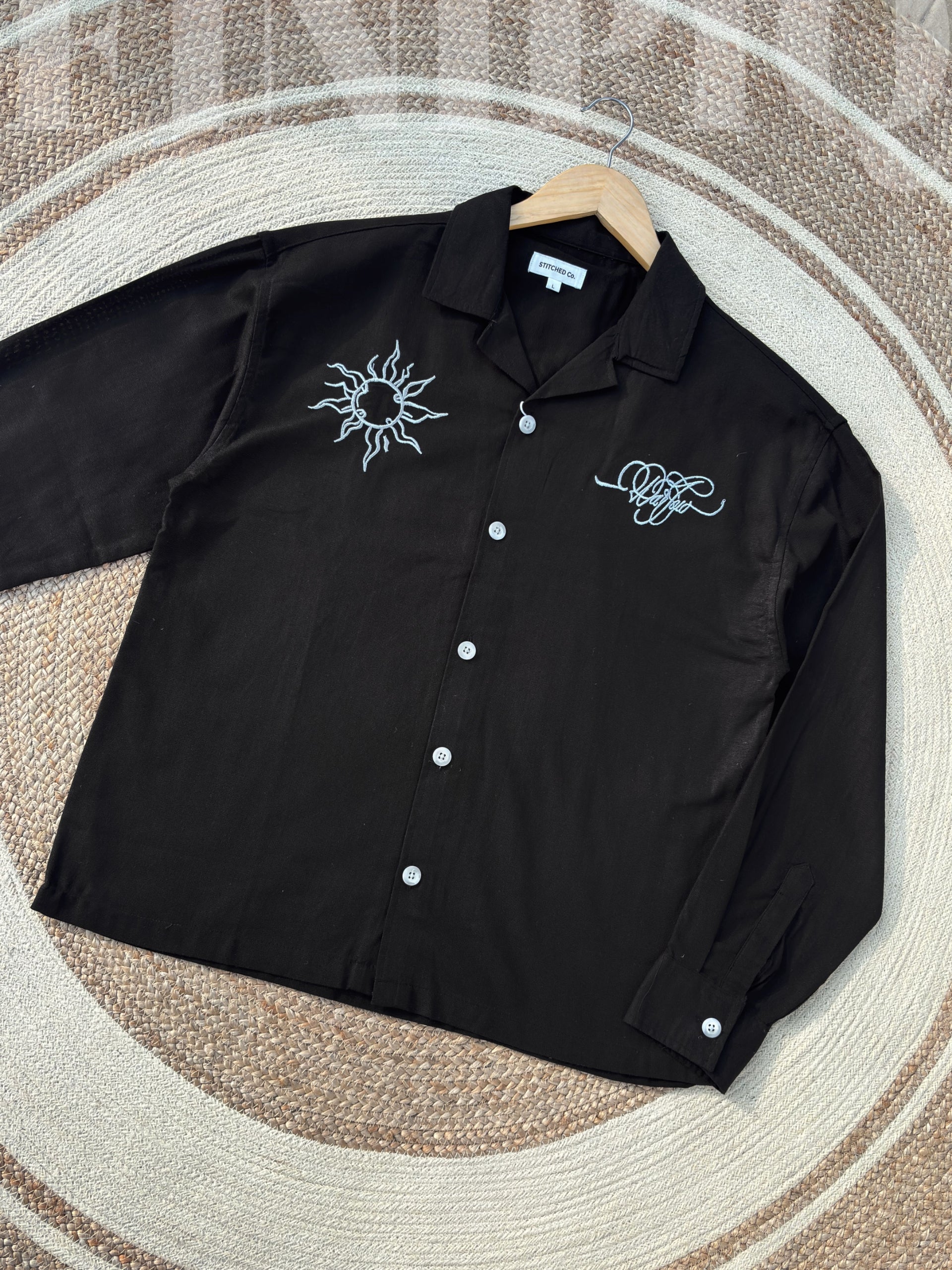 Espresso Fancy Cuban (Black) Linen Boxy shirt