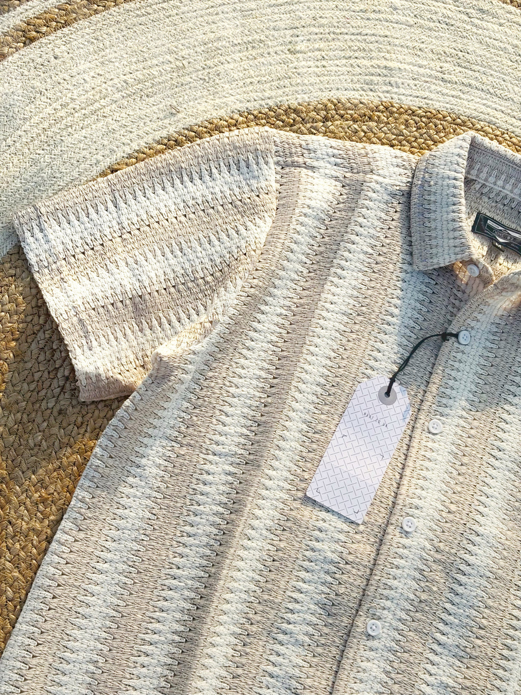 Black textured half-sleeve shirt