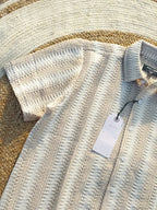 Black textured half-sleeve shirt