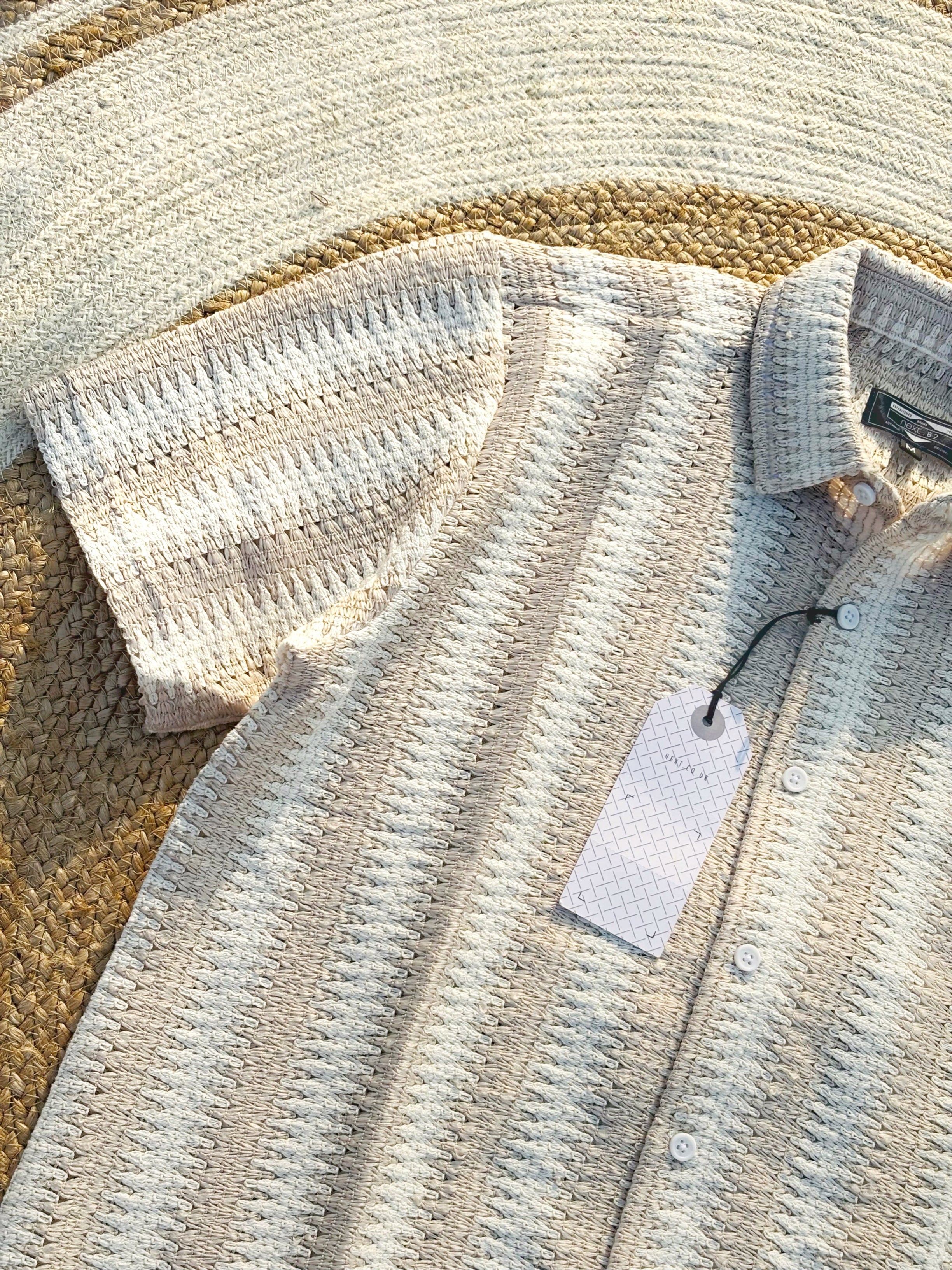 Black textured half-sleeve shirt