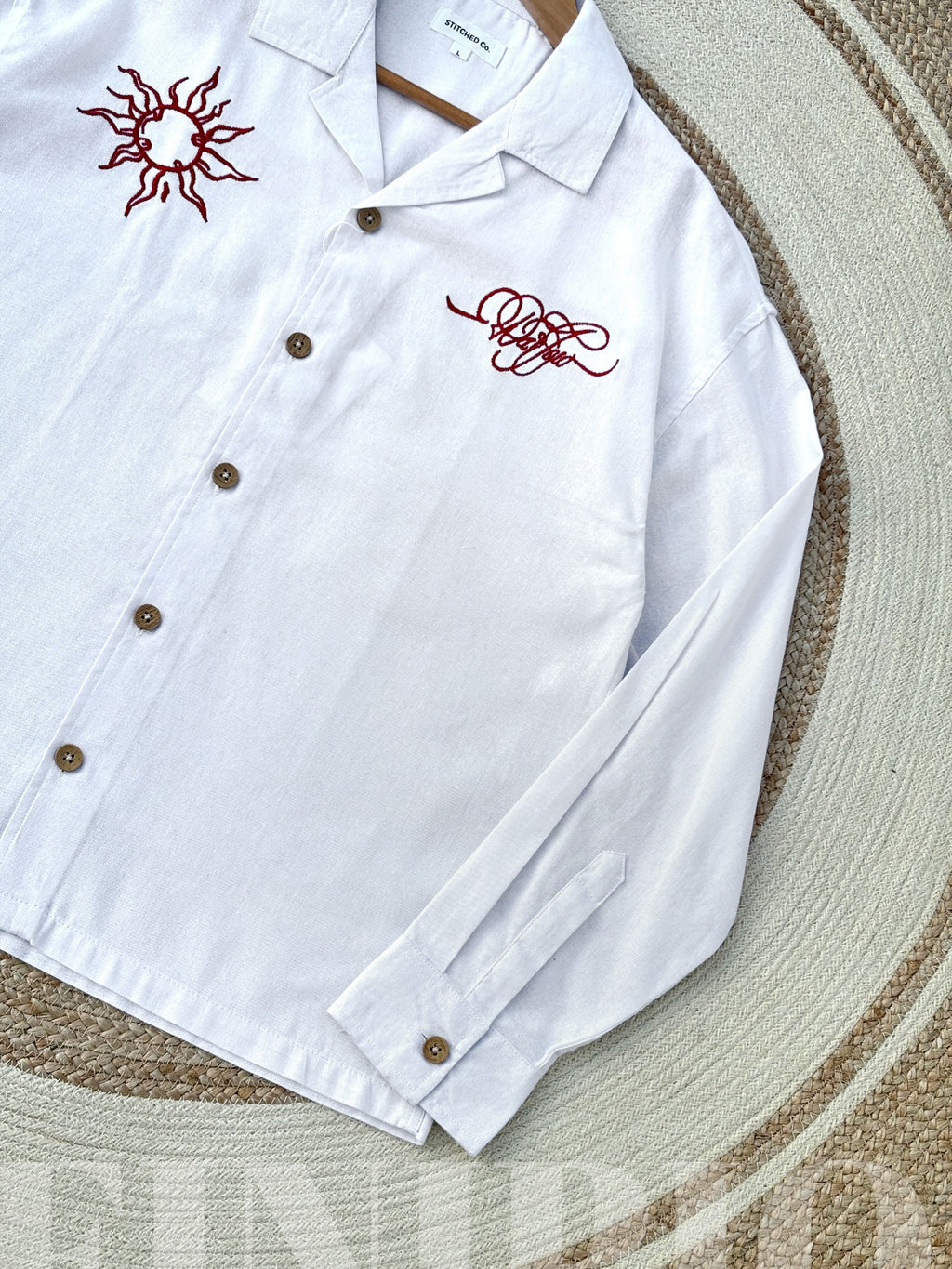 Espresso Fancy Cuban (White) Linen Boxy shirt