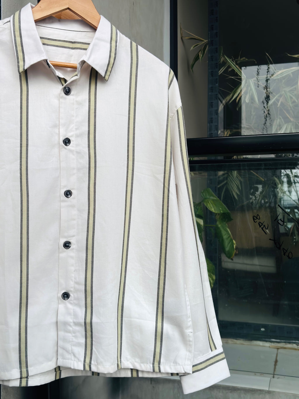 Finipiq Sage Stripe Boxy Shirt.🍃