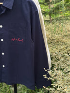 Finipiq (Navy Blue) Fancy Linen Boxy shirt.🍃