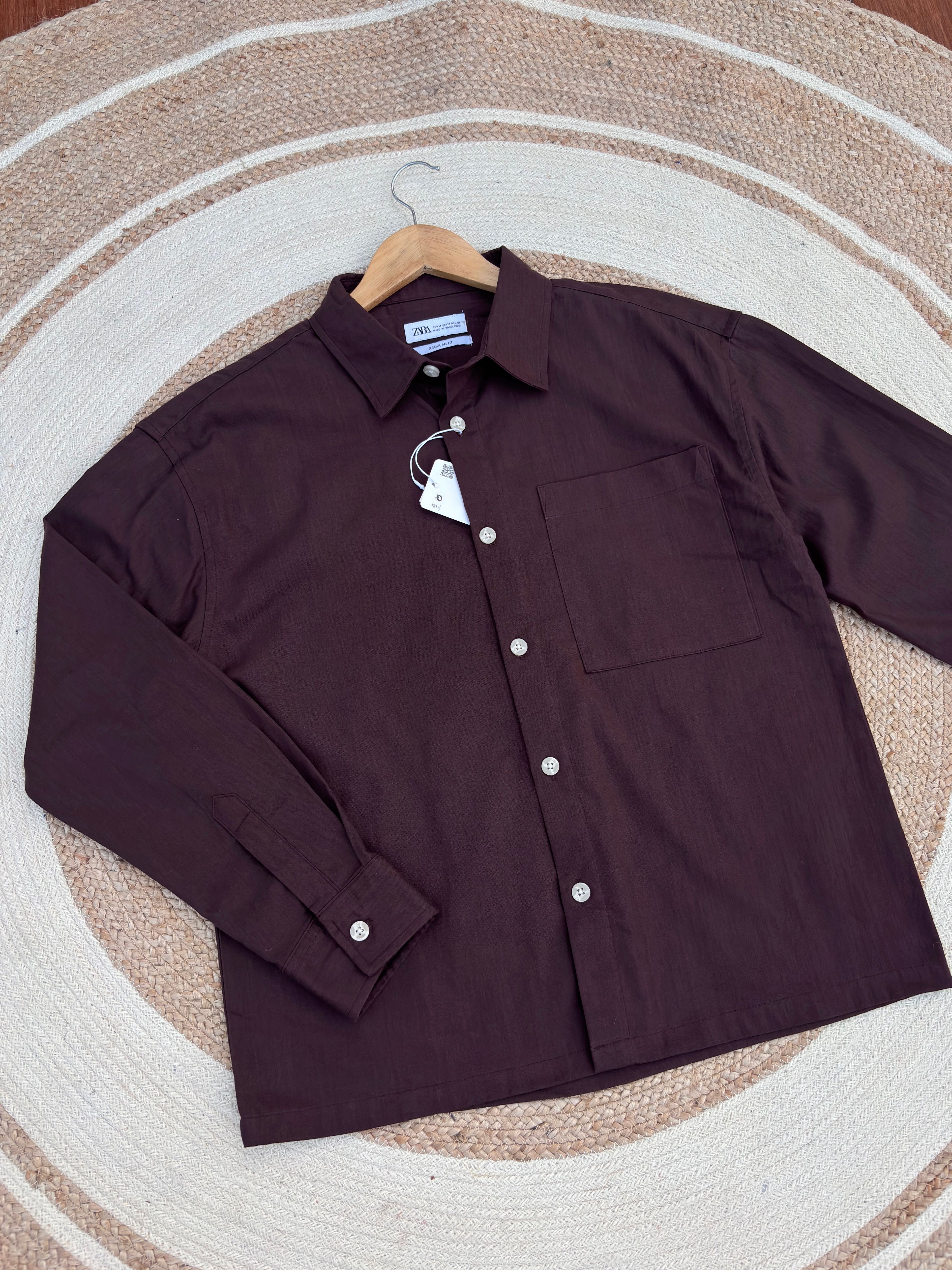 Boxy linen coffee shirt