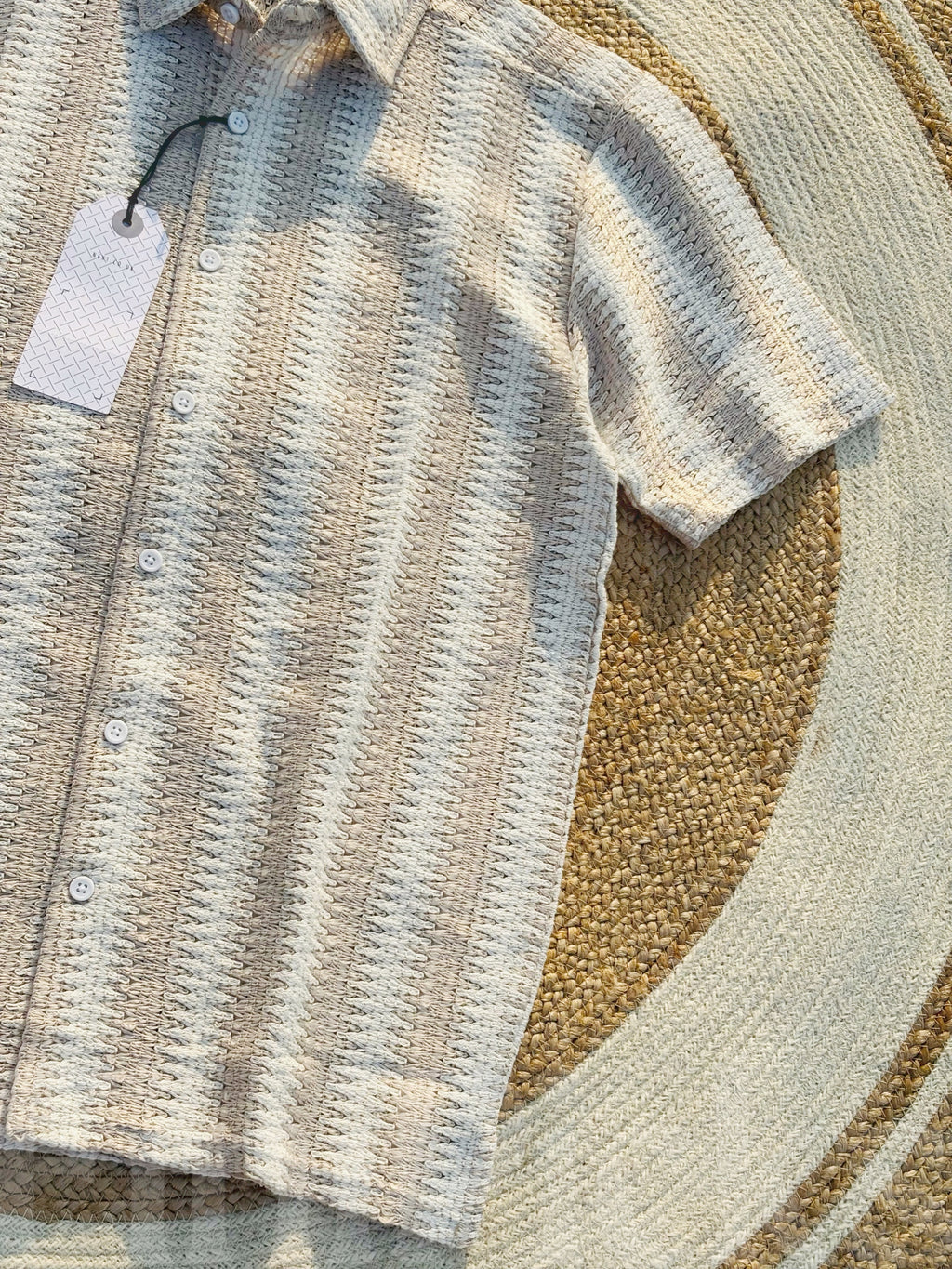 Black textured half-sleeve shirt