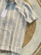 Black textured half-sleeve shirt