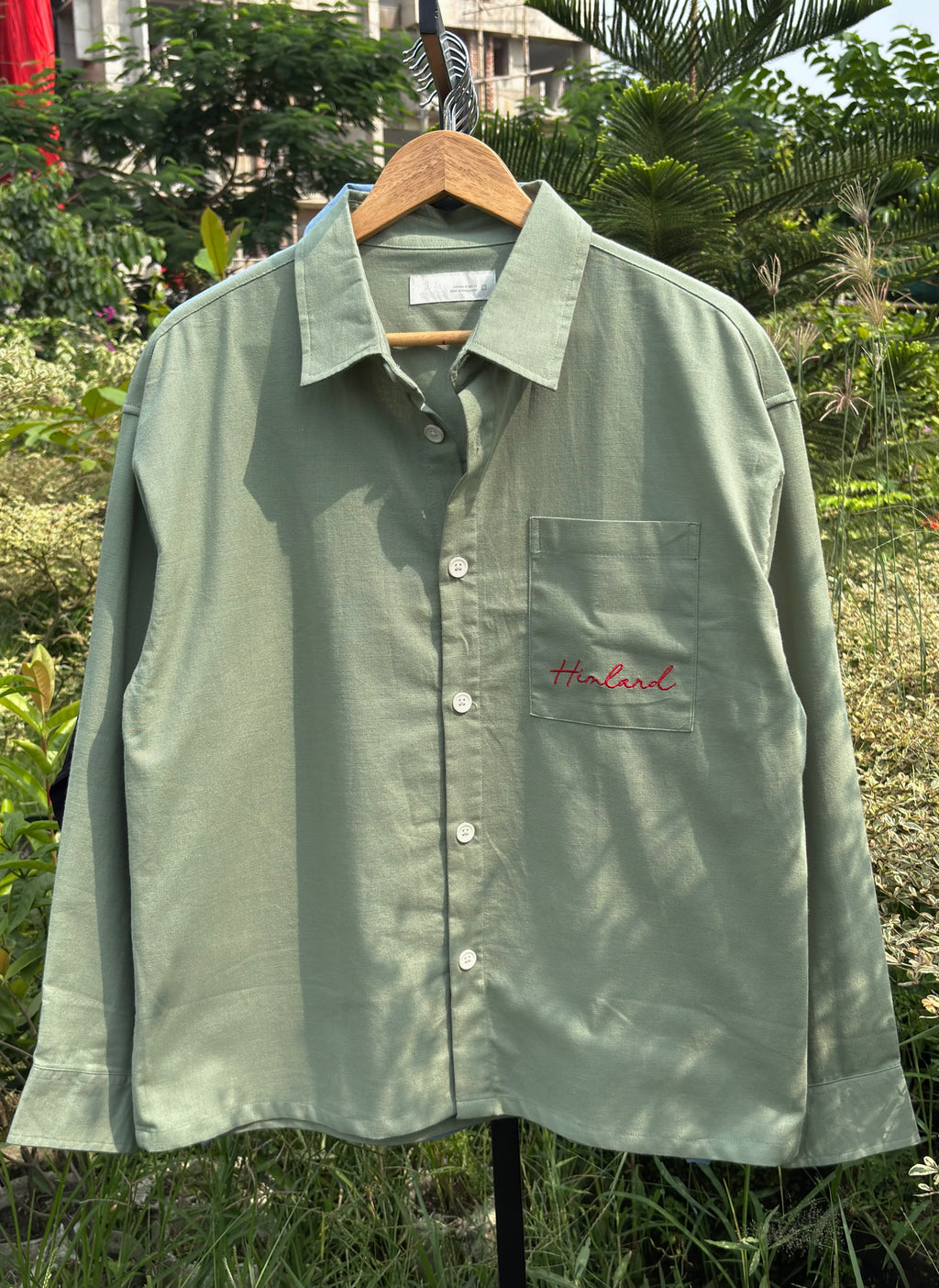 Finipiq (Sage Green) Fancy Linen Boxy shirt.🍃