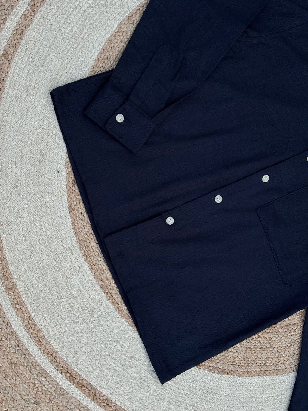 Boxy linen navy blue shirt