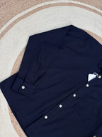 Boxy linen navy blue shirt