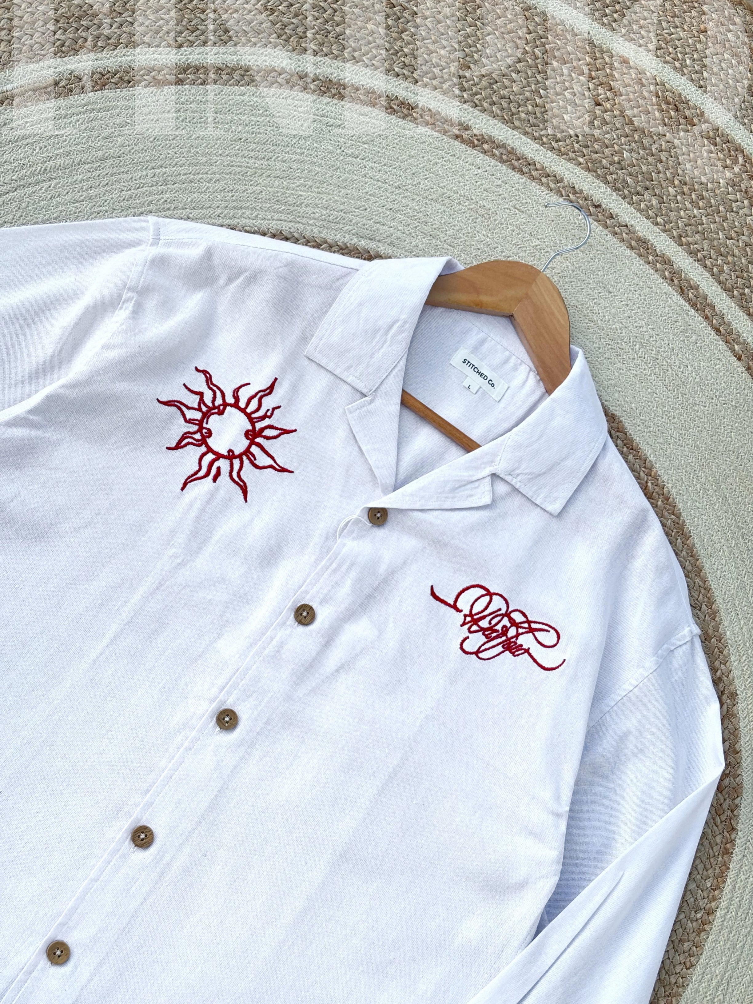Espresso Fancy Cuban (White) Linen Boxy shirt