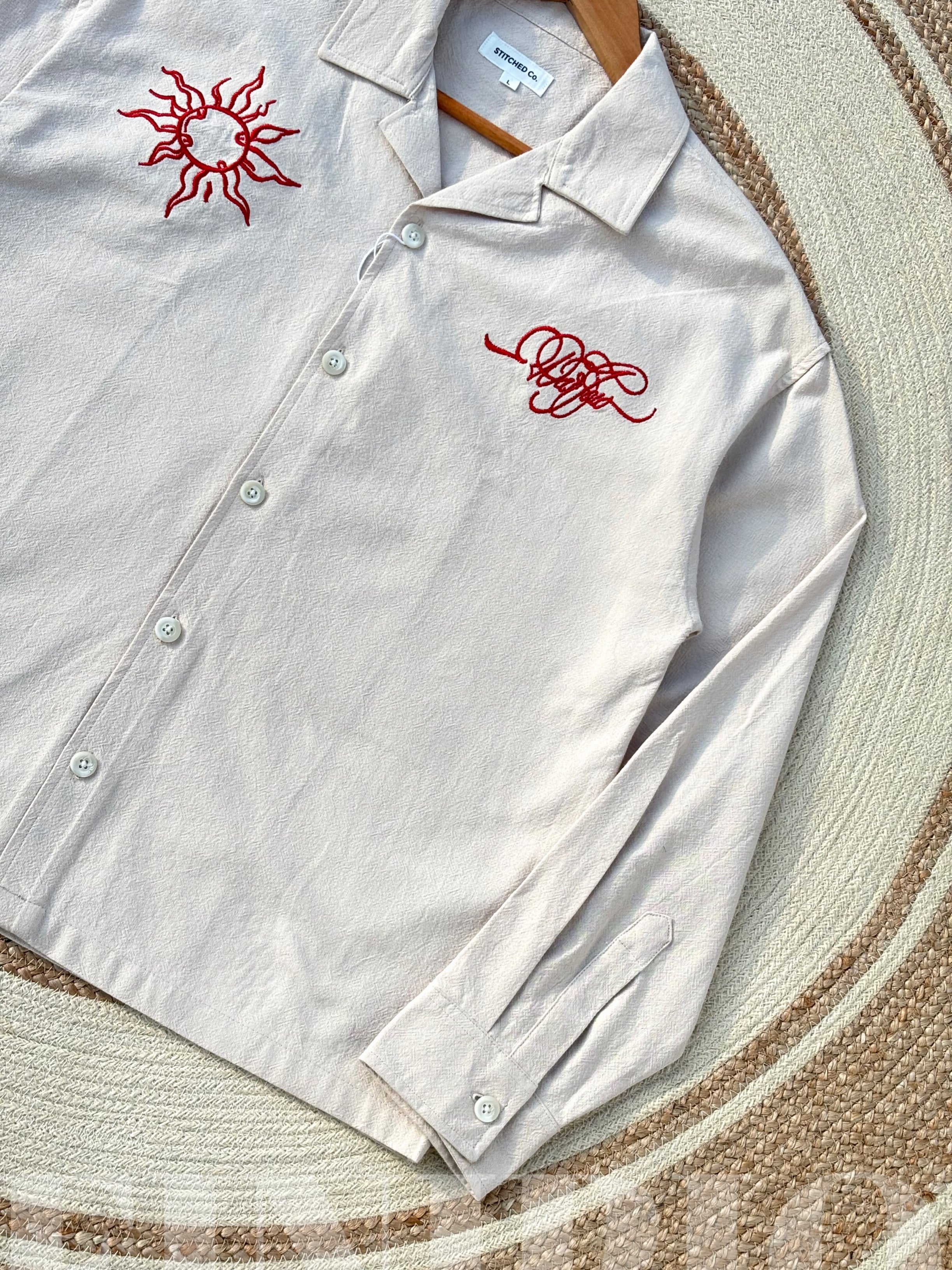Espresso Fancy Cuban (Off White) Linen Boxy shirt