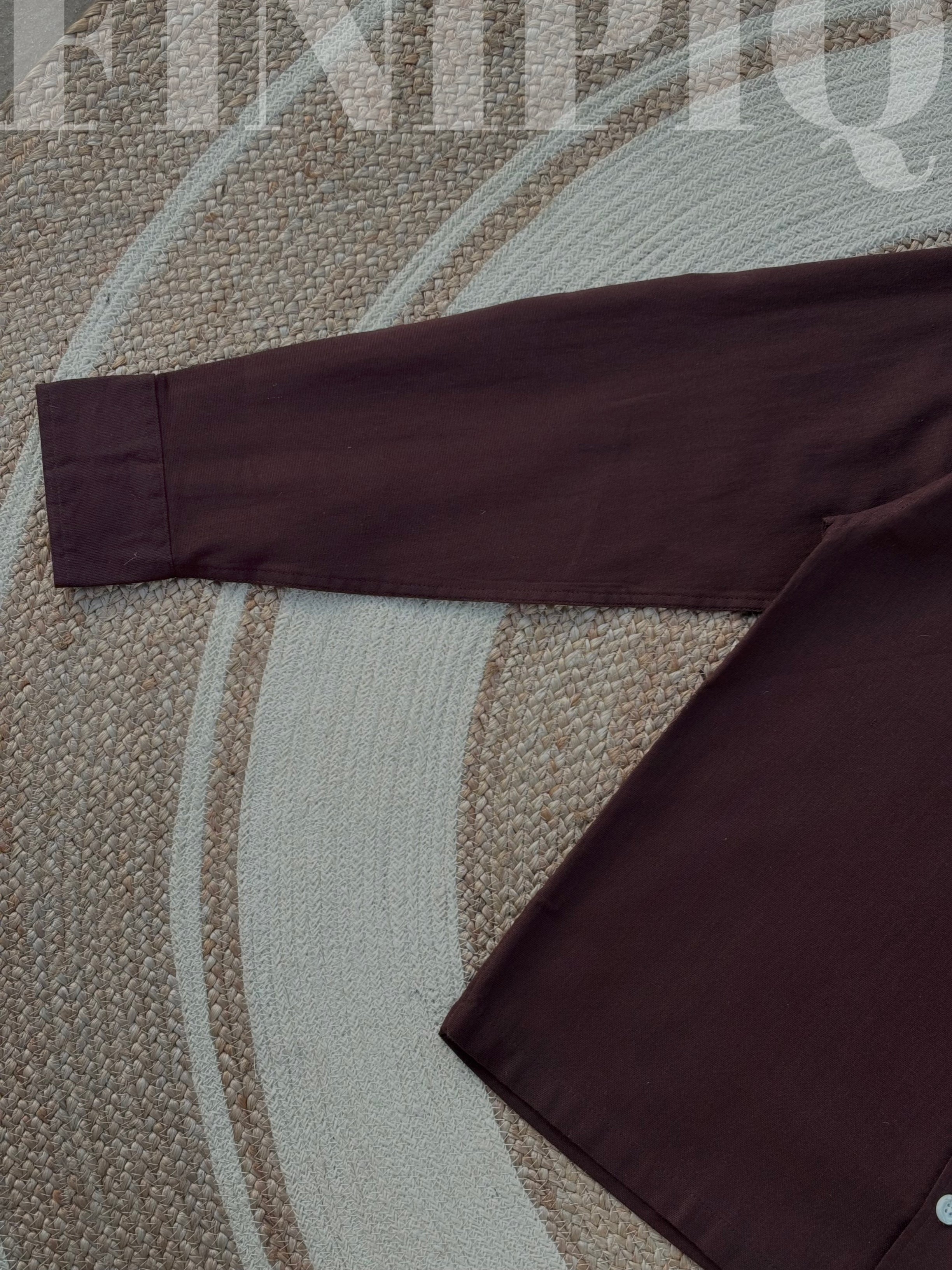 Espresso Fancy Cuban (Coffee) Linen Boxy shirt