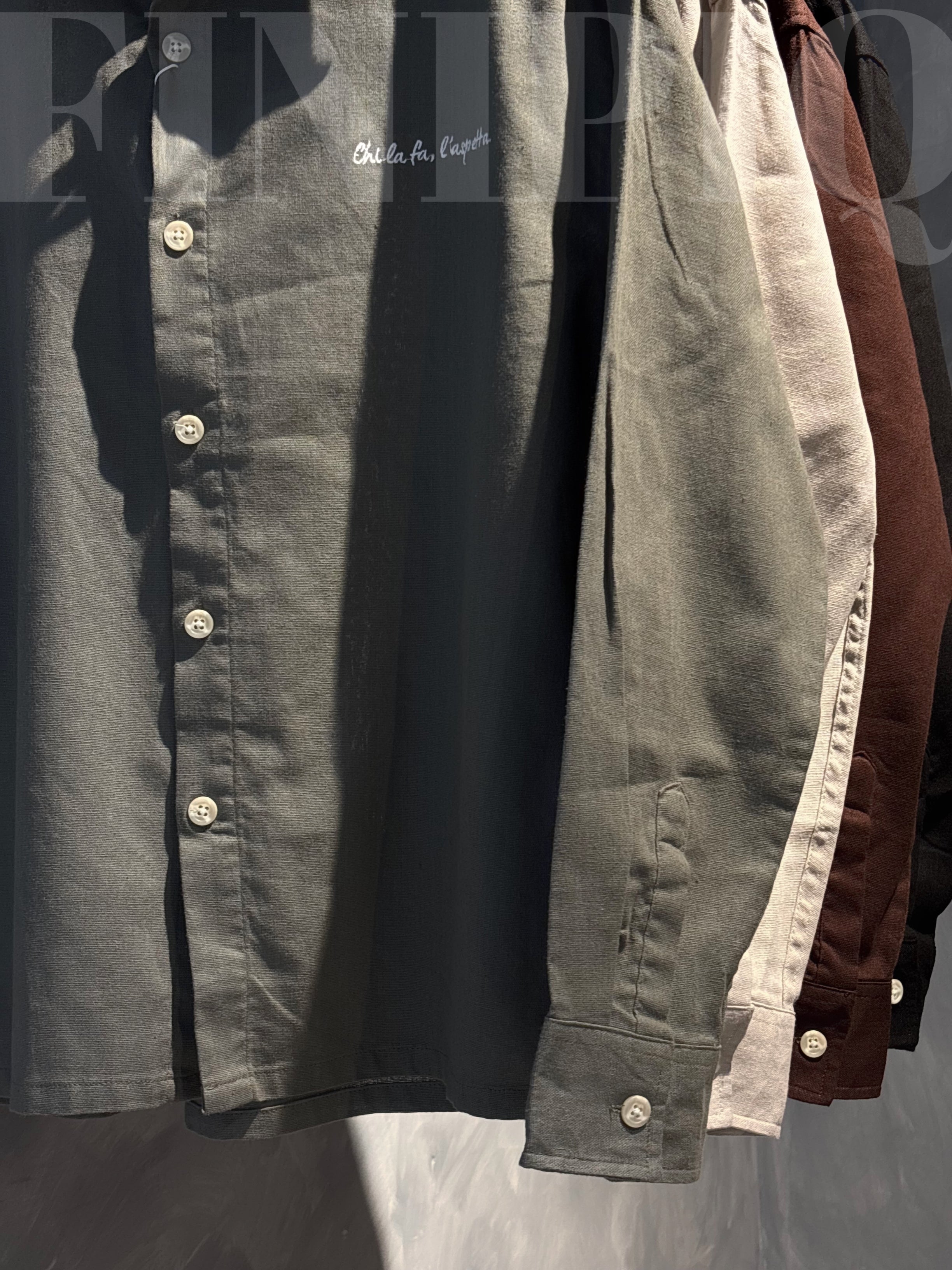 Espresso Dark Olive Linen Boxy shirt.