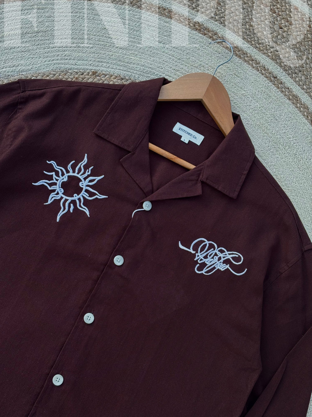 Espresso Fancy Cuban (Coffee) Linen Boxy shirt