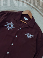 Espresso Fancy Cuban (Coffee) Linen Boxy shirt