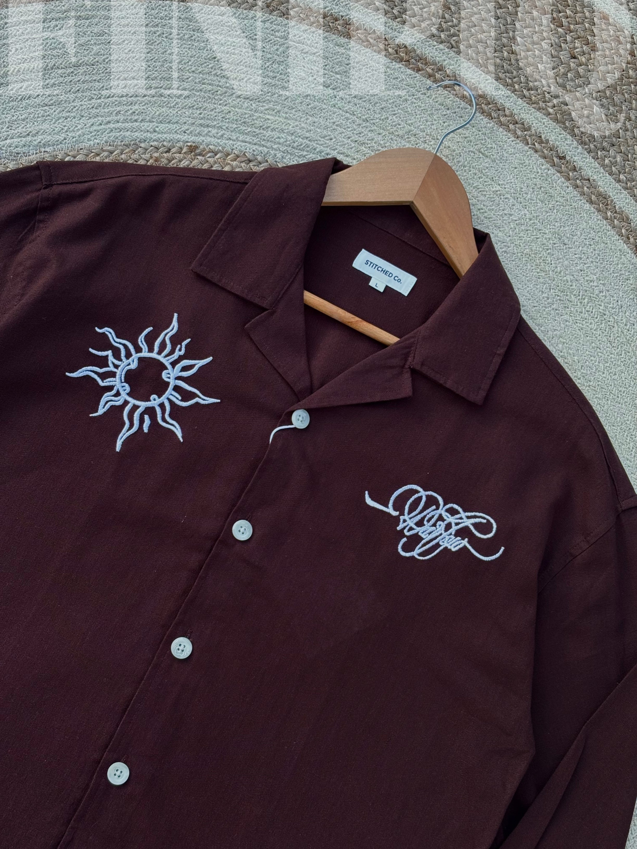 Espresso Fancy Cuban (Coffee) Linen Boxy shirt