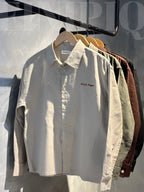 Espresso Sand Beige Linen Boxy shirt.