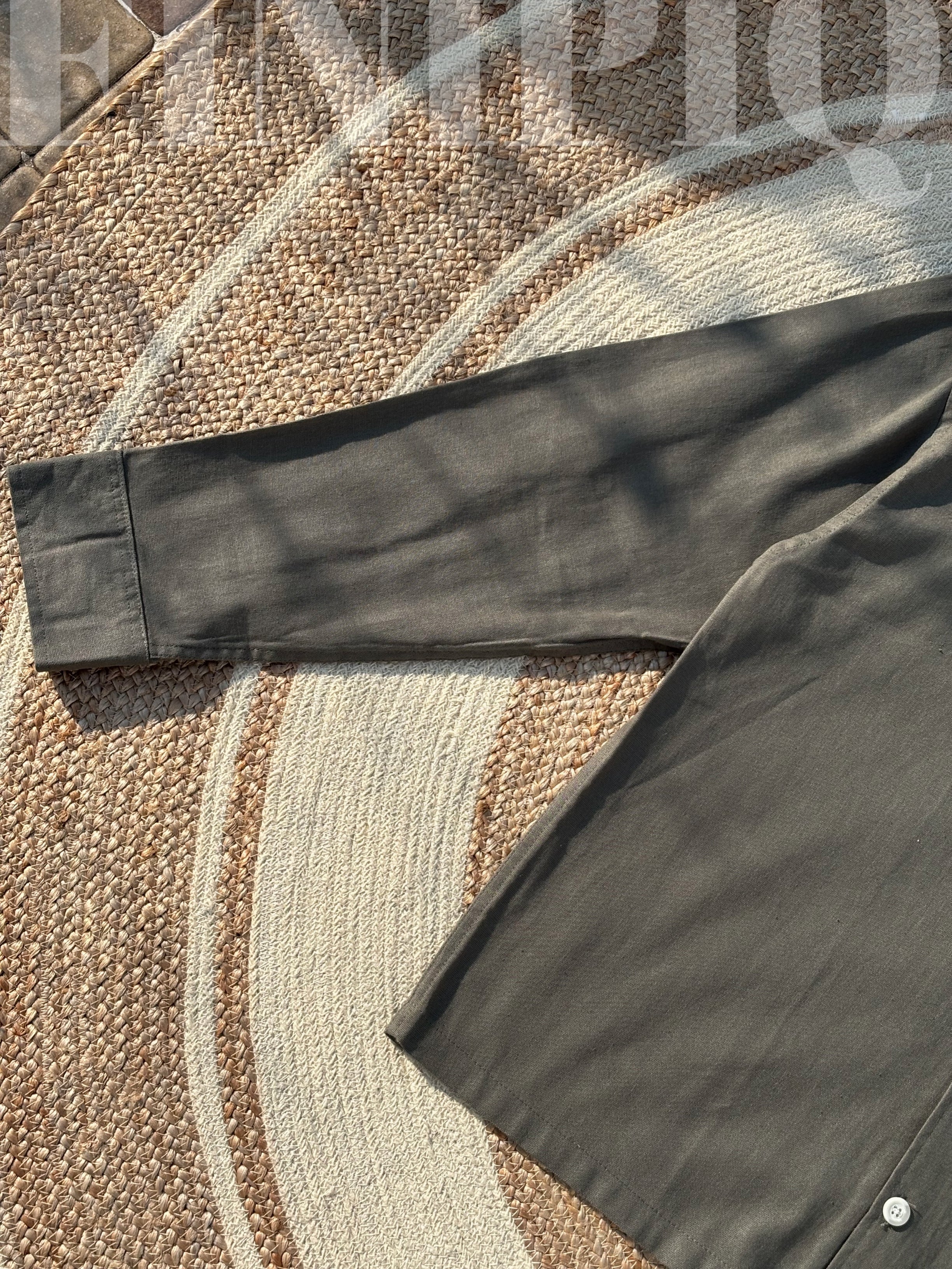 Espresso Fancy Cuban (Dark Olive) Linen Boxy shirt