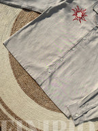 Espresso Fancy Cuban (Sand Beige) Linen Boxy shirt.