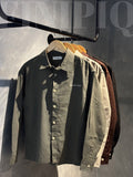 Espresso Dark Olive Linen Boxy shirt.