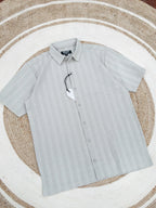 Stripe Cotton sage gray shirt