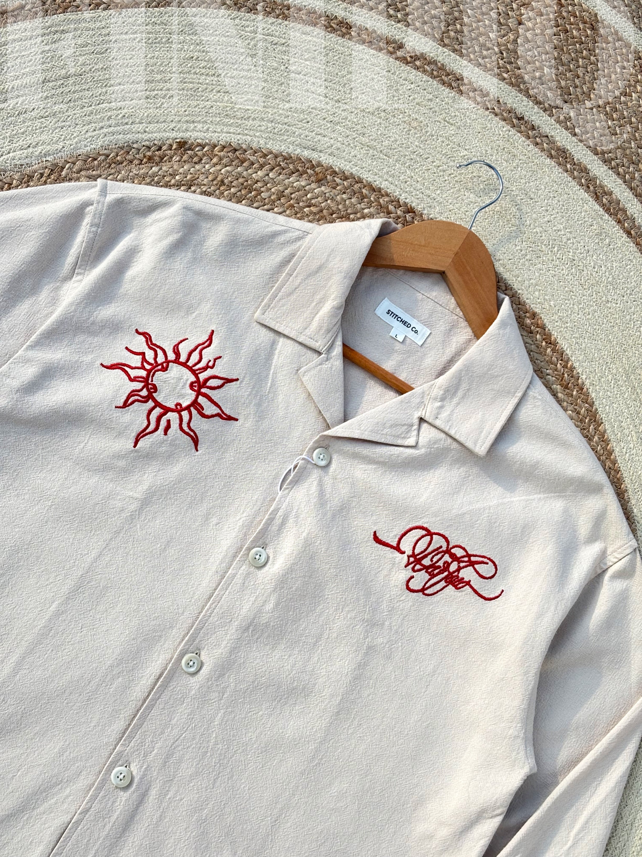Espresso Fancy Cuban (Off White) Linen Boxy shirt