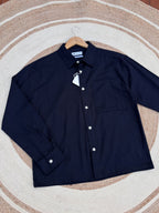 Boxy linen navy blue shirt