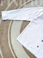 Espresso Fancy Cuban (White) Linen Boxy shirt