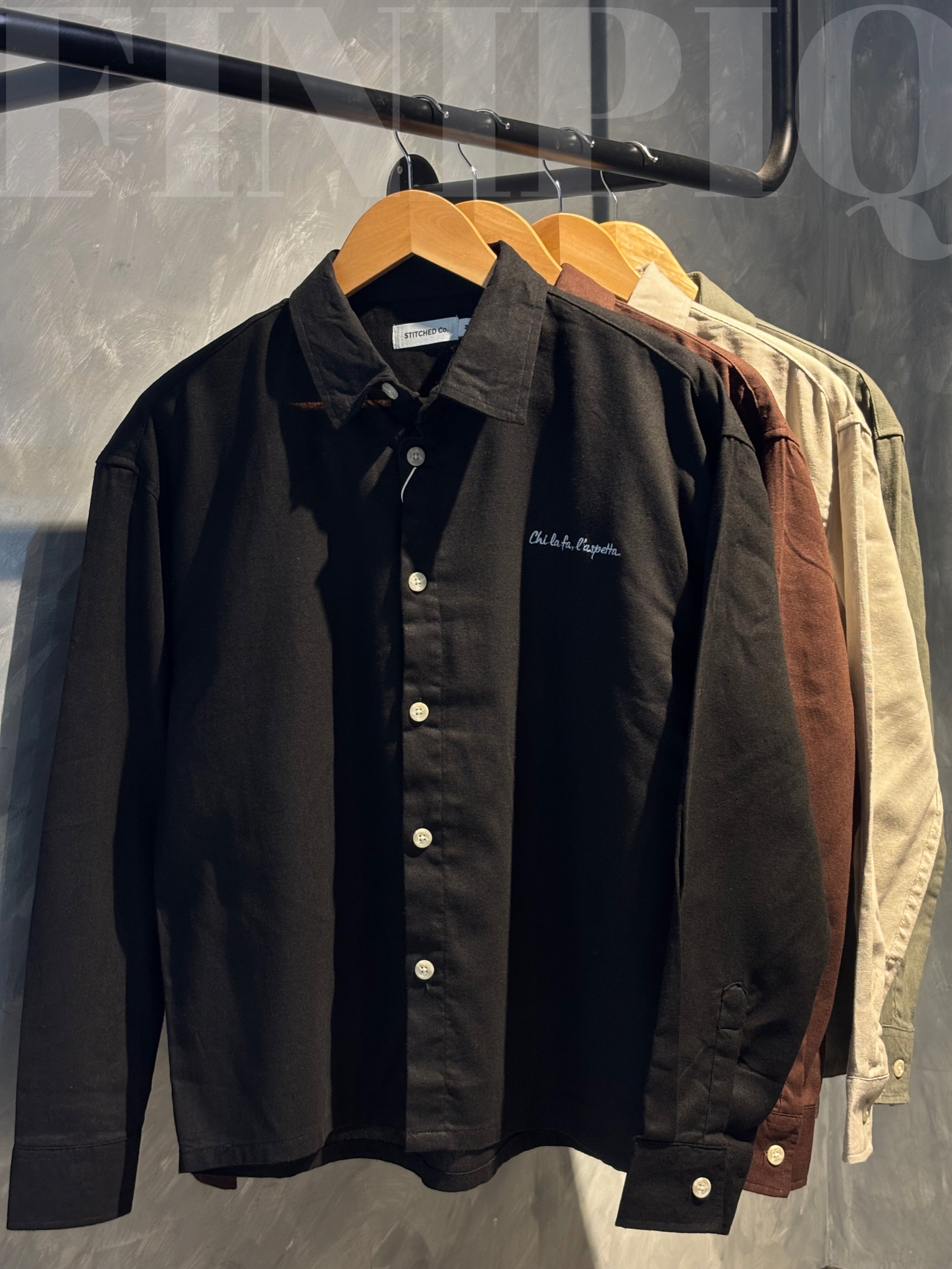 Espresso Black Linen Boxy shirt